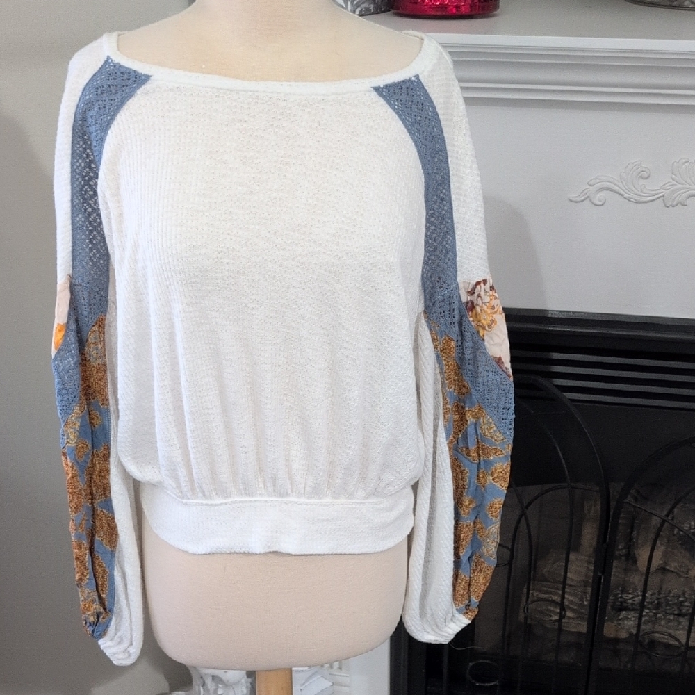 Free People Cream Knit Bubble Top Size XS